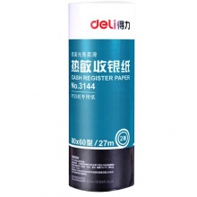 得力（deli）80mm*60mm热敏收银纸/收银机打印纸/超市小票打印纸 27米/卷 50卷/箱 3144